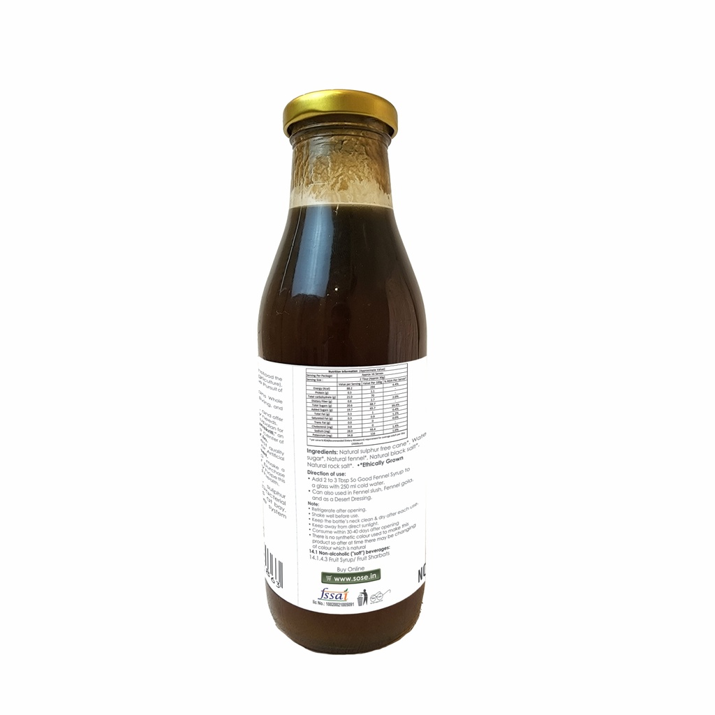 SO GOOD Organic Fennel Syrup 500ml