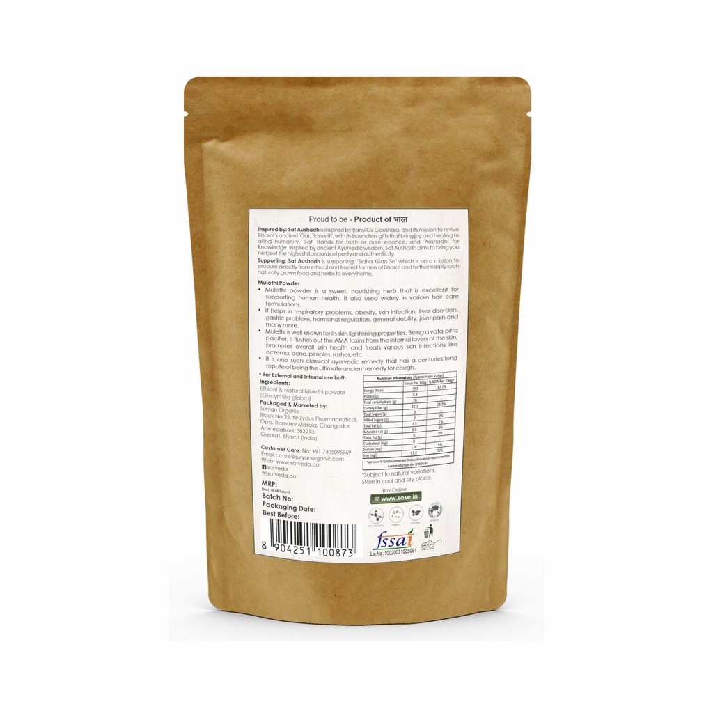 SAT VEDA Organic Mulethi Powder 100gm