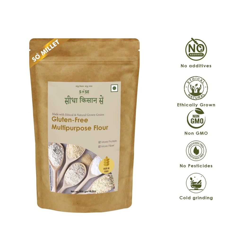 Sidha Kisan Se Natural Gluten Free Multipurpose Flour 500gm