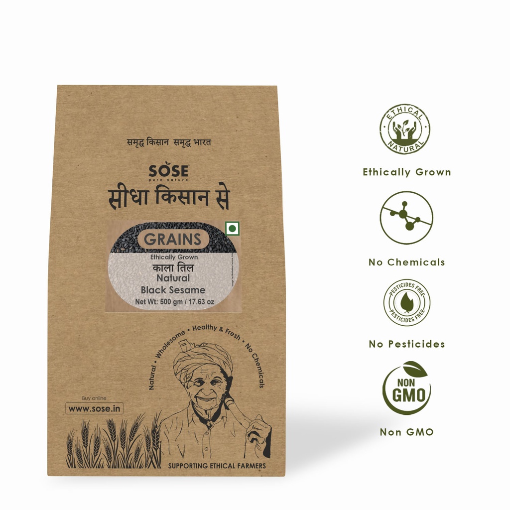Sidha Kisan Se Natural Black Sesame (Kale Til) 500gm